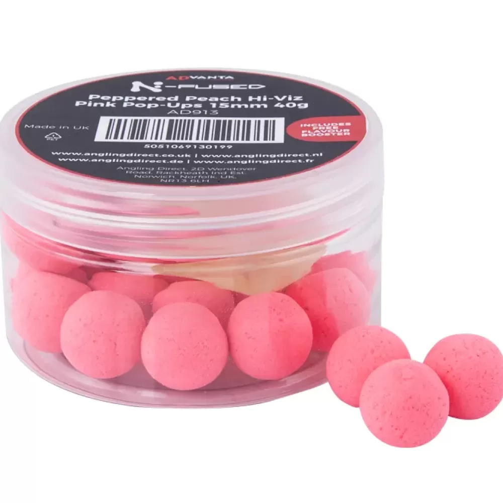 Advanta N-Fused Peppered Peach Hi-Viz Pink Pop-Ups- Bait & Additives
