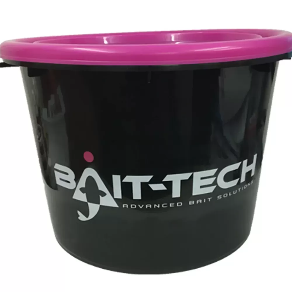 Bait-Tech Black/Pink Groundbait Bucket & Lid- Buckets & Riddles