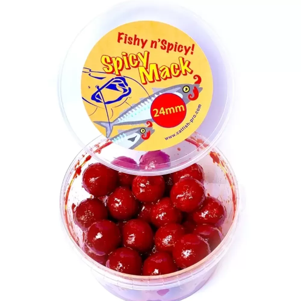 Catfish Pro Spicy Mack Boilies Tub