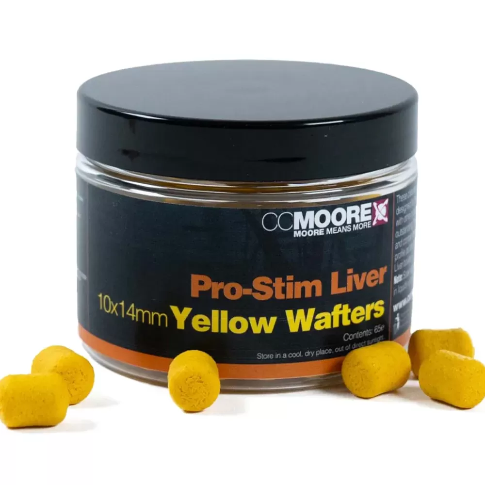CC Moore Pro-Stim Liver Yellow Dumbell Wafters- Bait & Additives