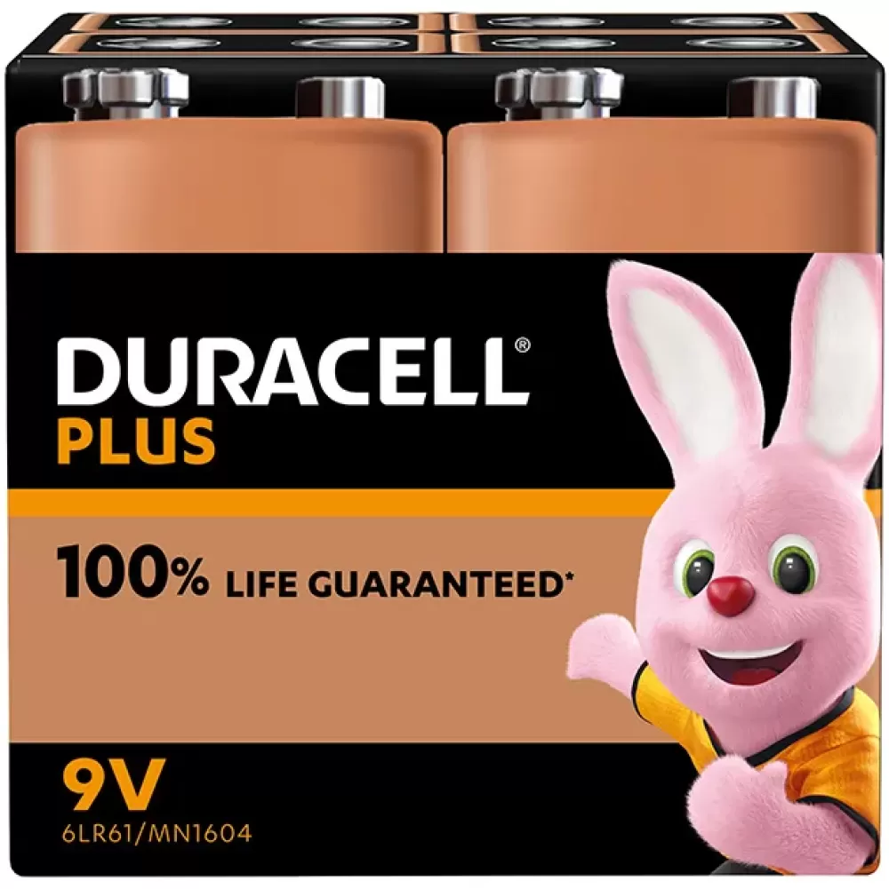 Duracell Plus 100% Power 9V - 4 Pack- Tools