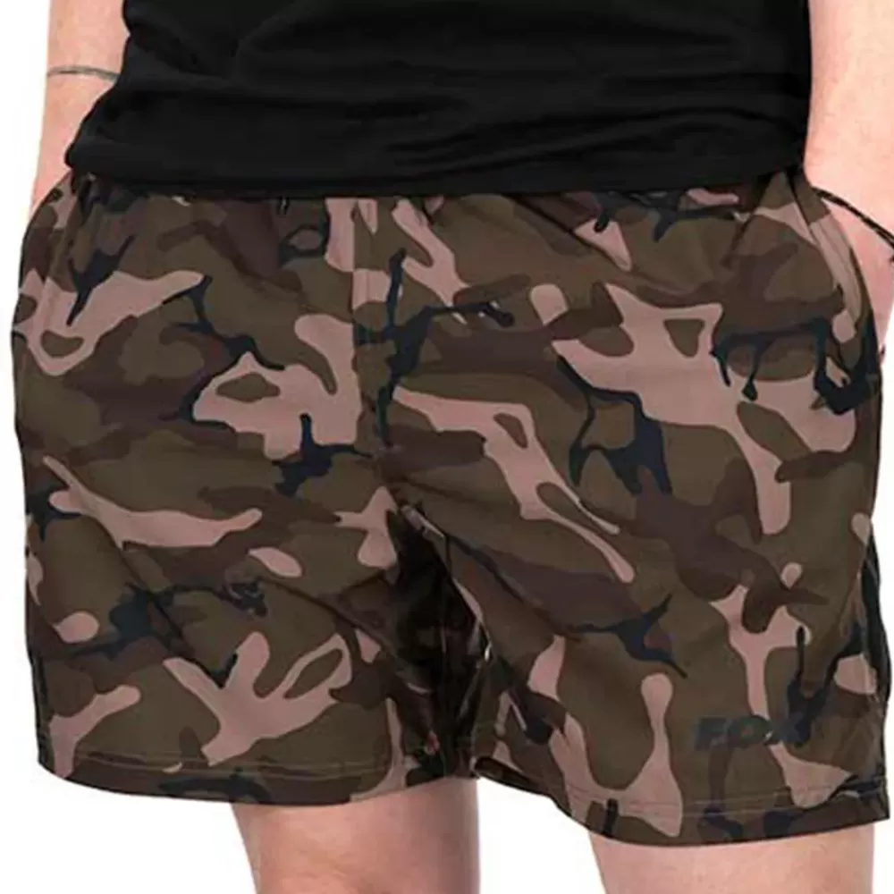 Fox Camo Logo Black Swim Shorts- Clothing