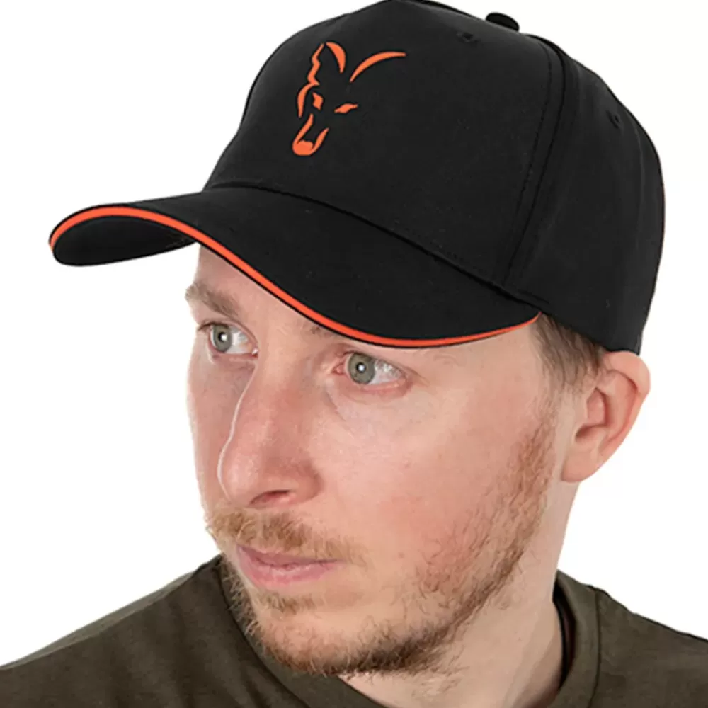 Fox Collection Black & Orange Baseball Cap- Clothing