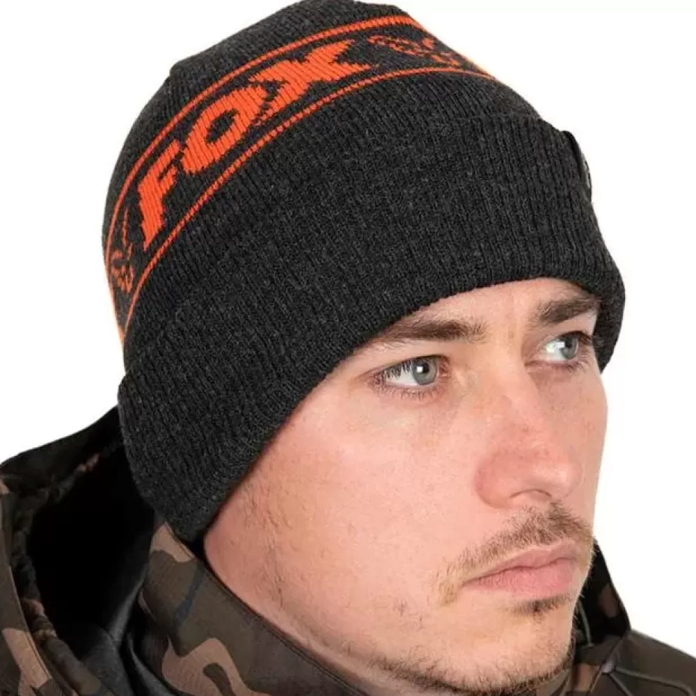 Fox Collection Black & Orange Beanie- Clothing