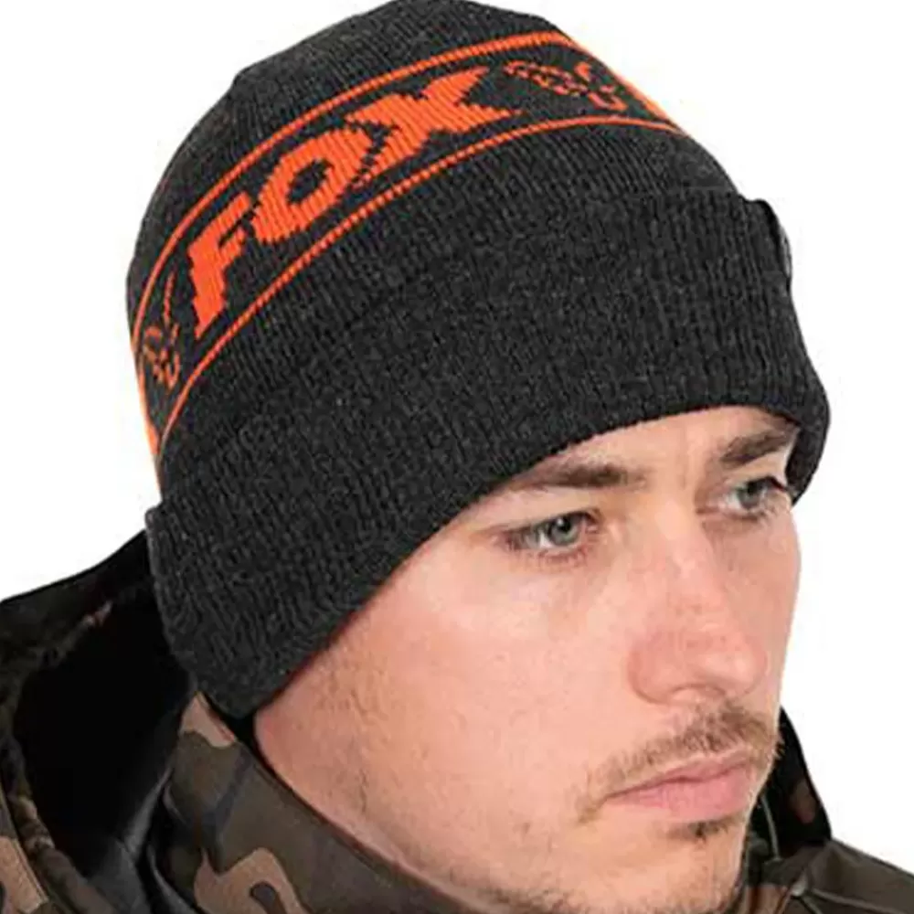 Fox Collection Black & Orange Beanie- Clothing