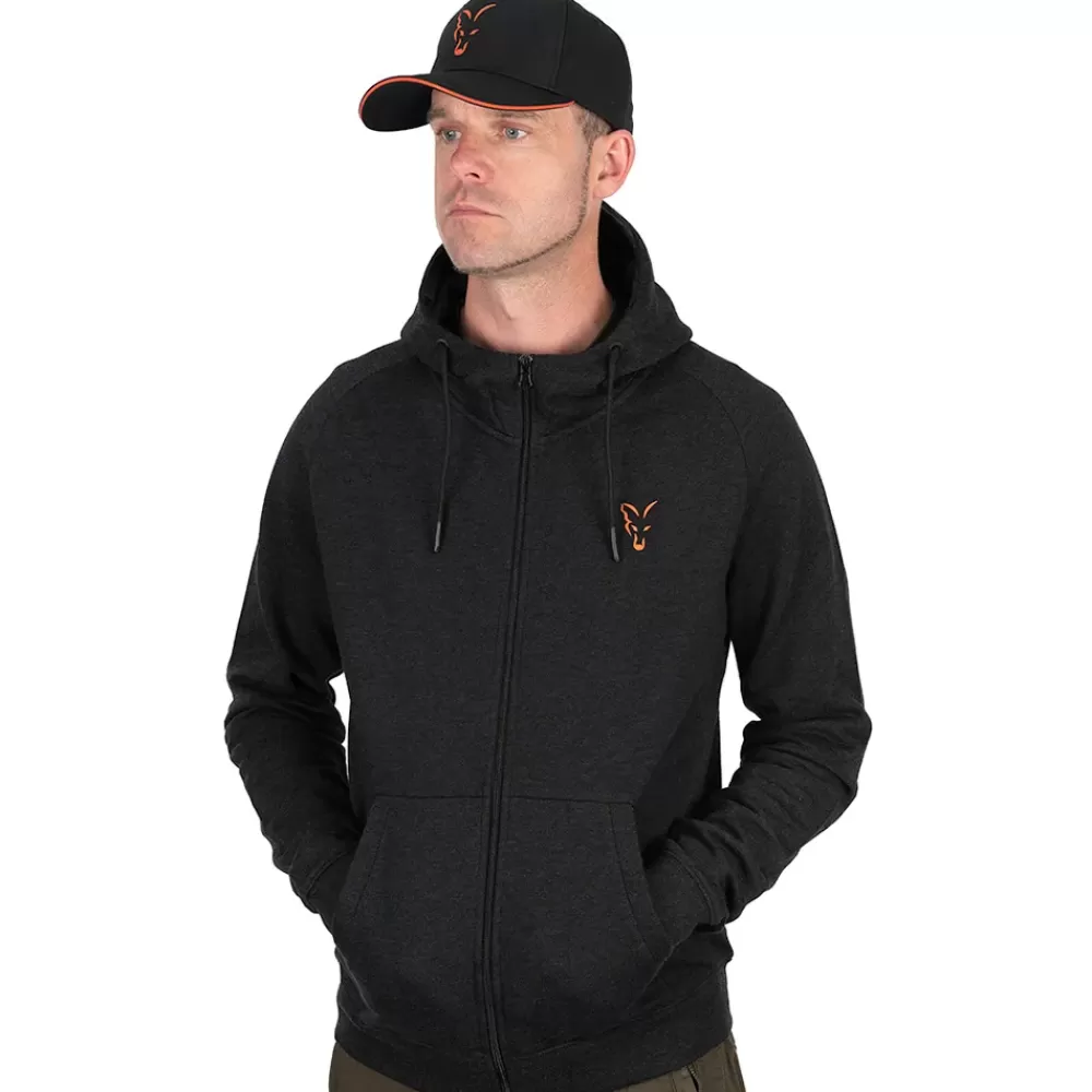 Fox Collection Black & Orange Lightweight Fishing Hoodie- Clothing