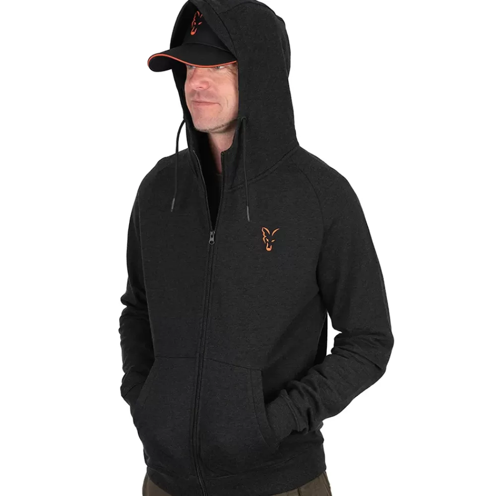 Fox Collection Black & Orange Lightweight Fishing Hoodie- Clothing