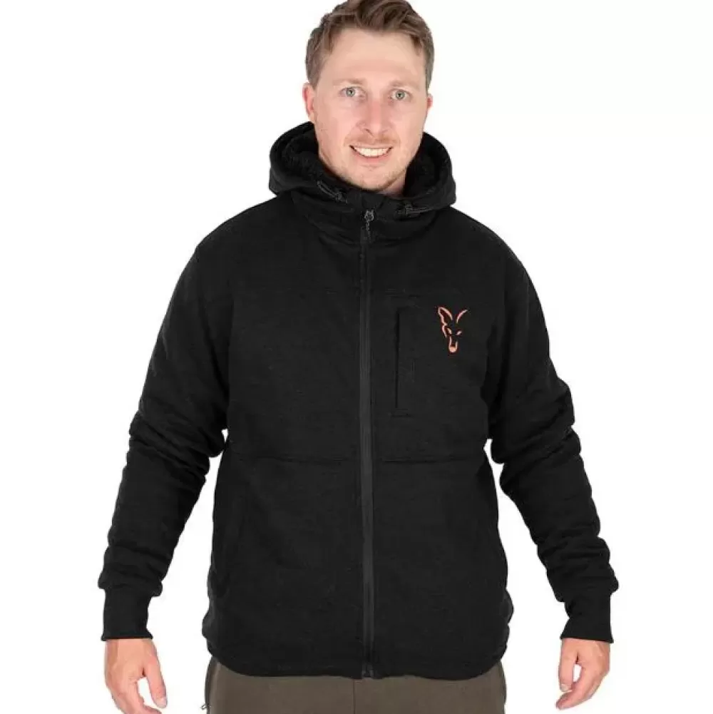 Fox Collection Black & Orange Sherpa Jacket- Clothing