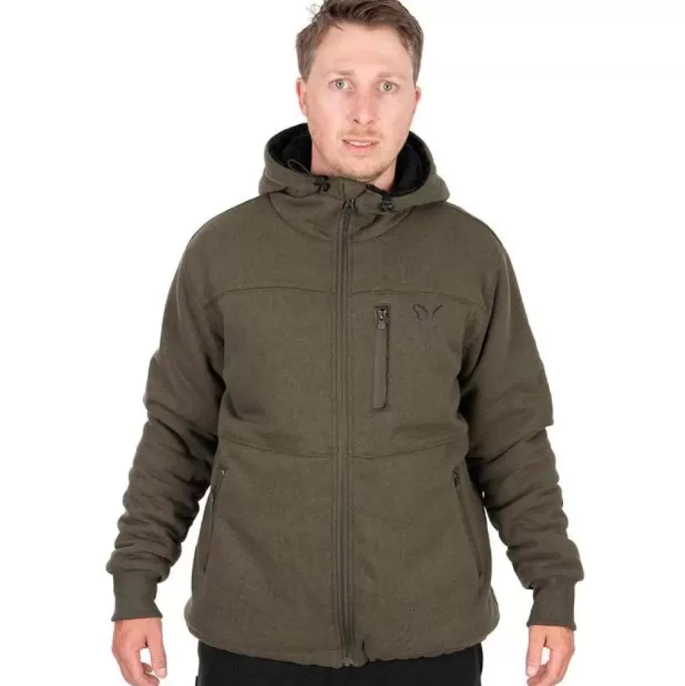 Fox Collection Green & Black Sherpa Jacket- Clothing
