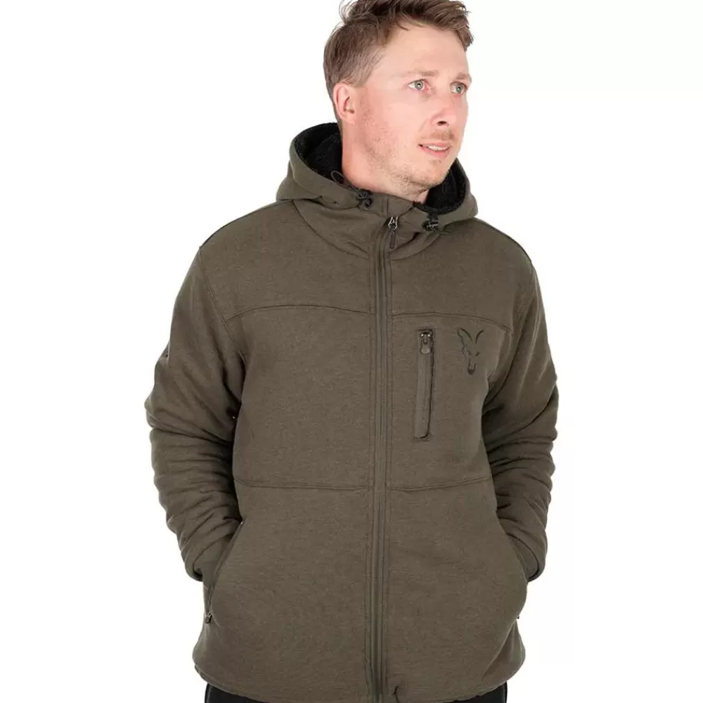 Fox Collection Green & Black Sherpa Jacket- Clothing