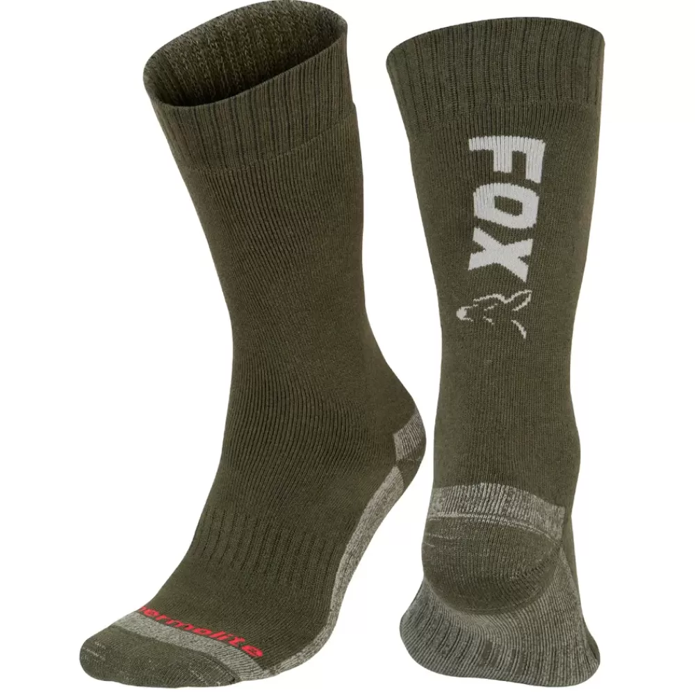 Fox Collection Green / Silver Thermolite Long Fishing Sock- Clothing