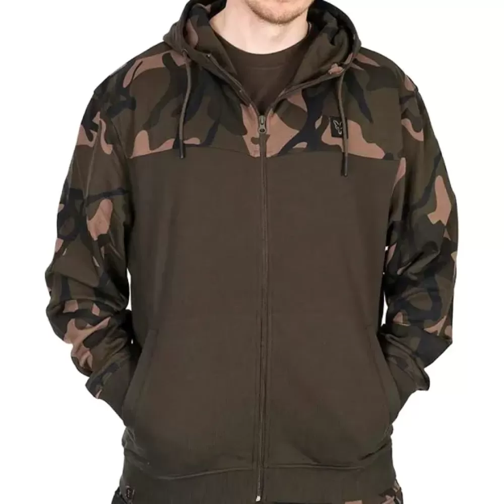 Fox Lightweight Khaki & Camo Split Zip Hoodie- Clothing