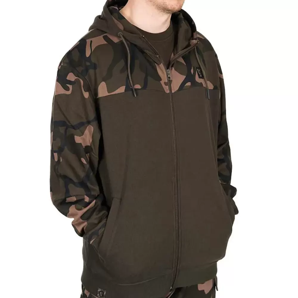 Fox Lightweight Khaki & Camo Split Zip Hoodie- Clothing