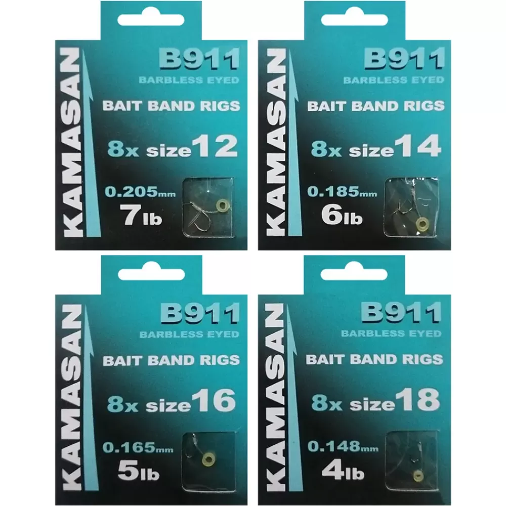 Kamasan B911 Hooks To Nylon with Bait Bands