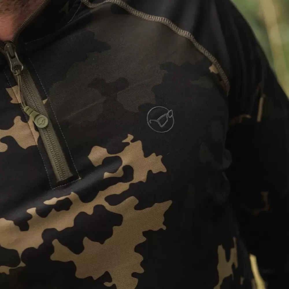 Korda Kool UPF Zip Dark Kamo Long Sleeve Jersey- Clothing