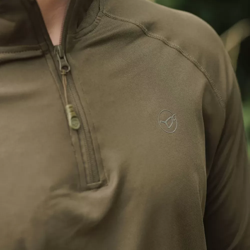 Korda Kool UPF Zip Dark Olive Long Sleeve Jersey- Clothing