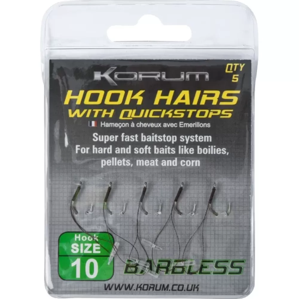 Korum Barbless Hook Hairs with Quickstops