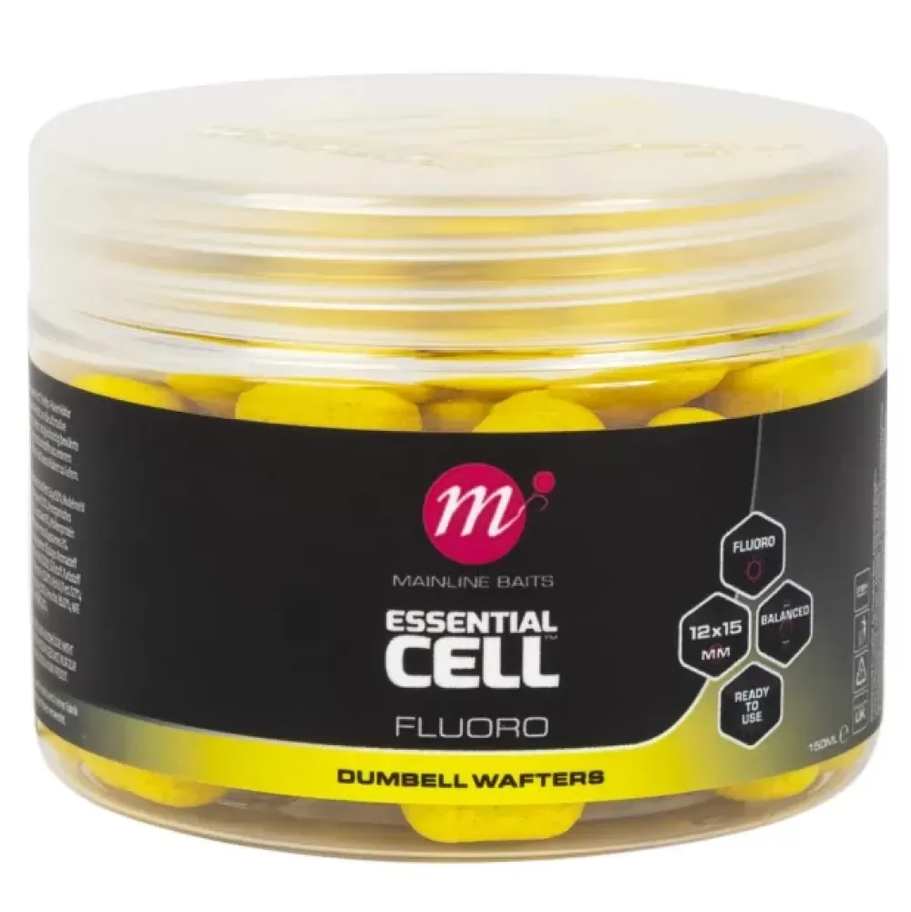 Mainline Essential Cell Fluoro Dumbell Wafters Yellow- Bait & Additives