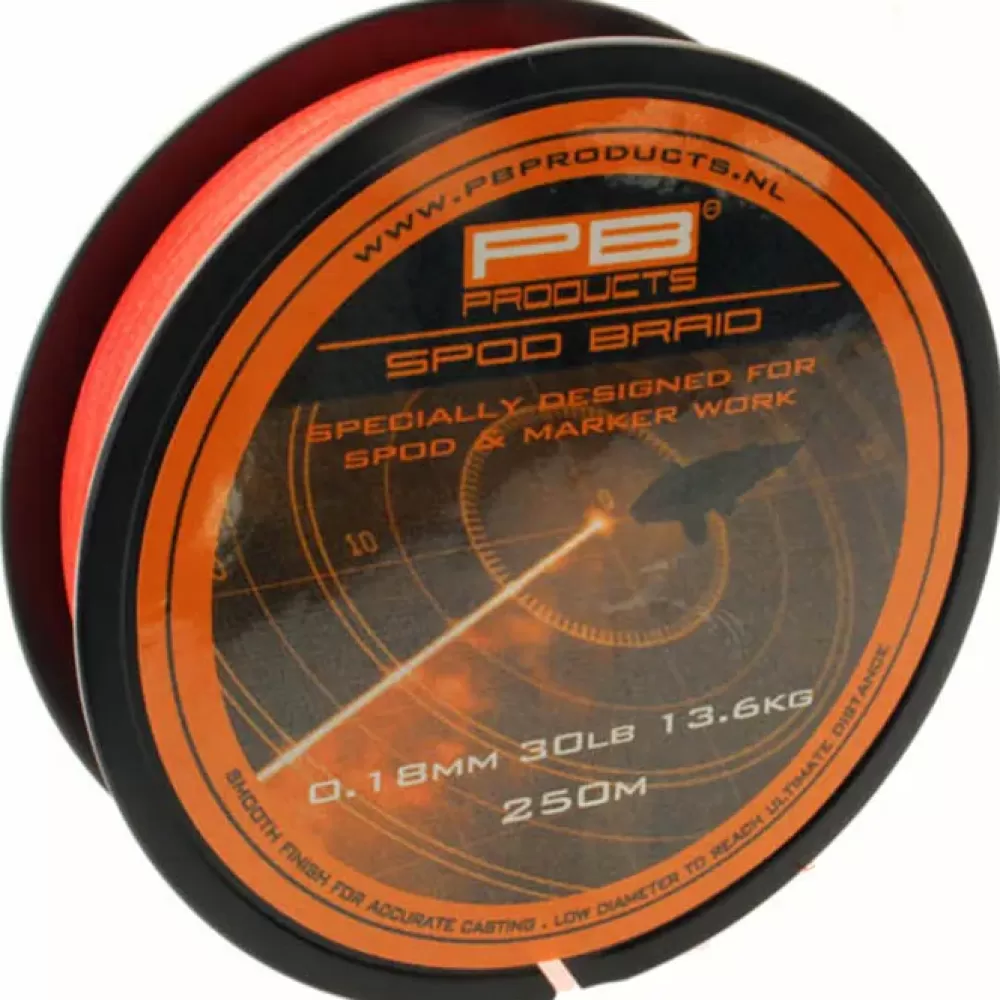 PB Products Spod Fluoro Orange Fishing Braid 250m- Line