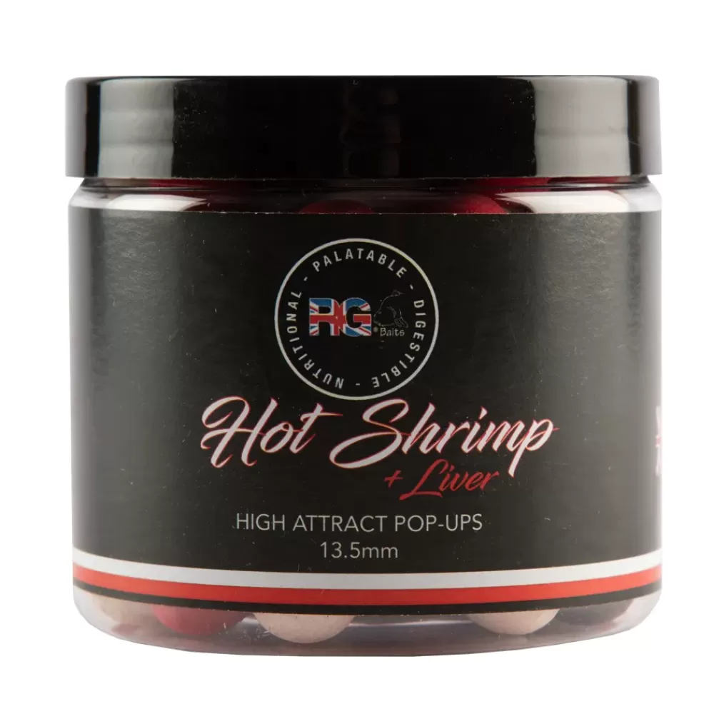 RG Baits Hot Shrimp + Liver Multi Colours Pop Ups- Bait & Additives