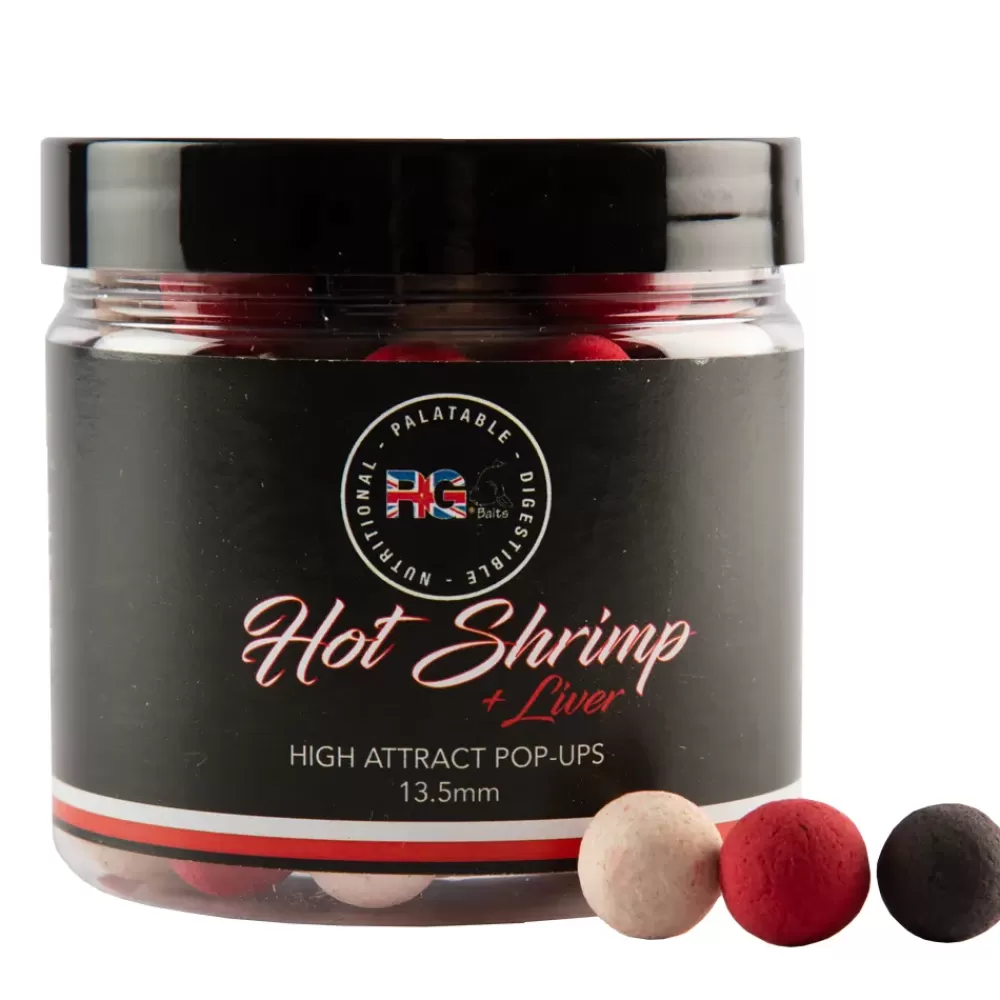 RG Baits Hot Shrimp + Liver Multi Colours Pop Ups- Bait & Additives