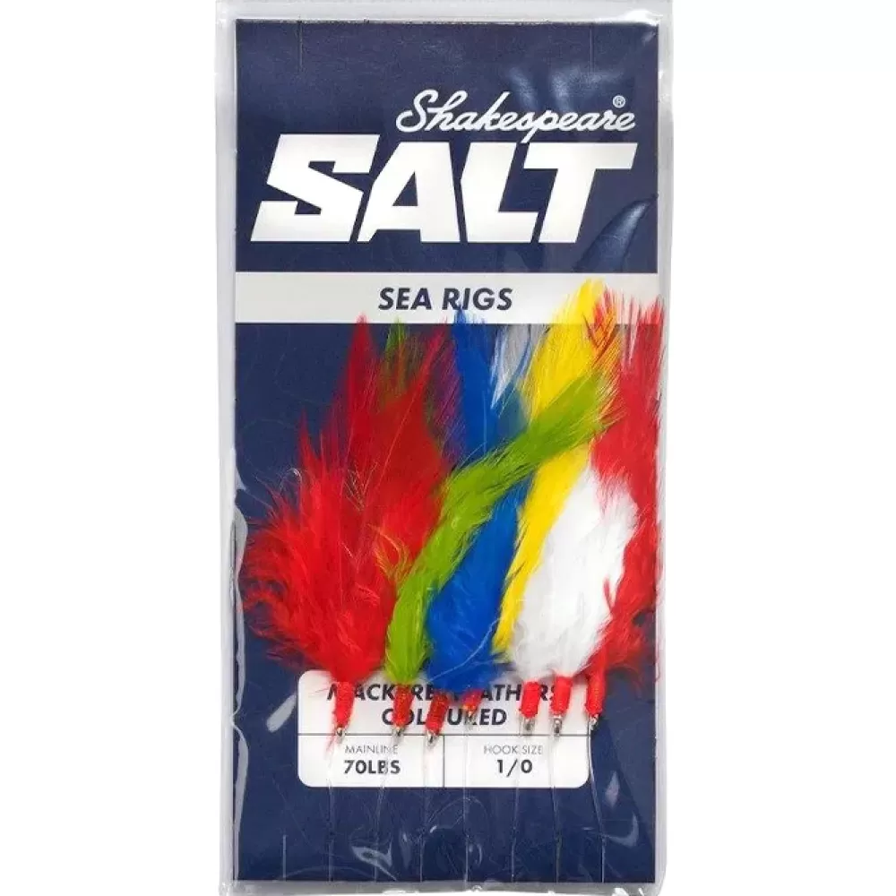 Shakespeare Salt Mackerel Feathers Coloured Fishing Rigs