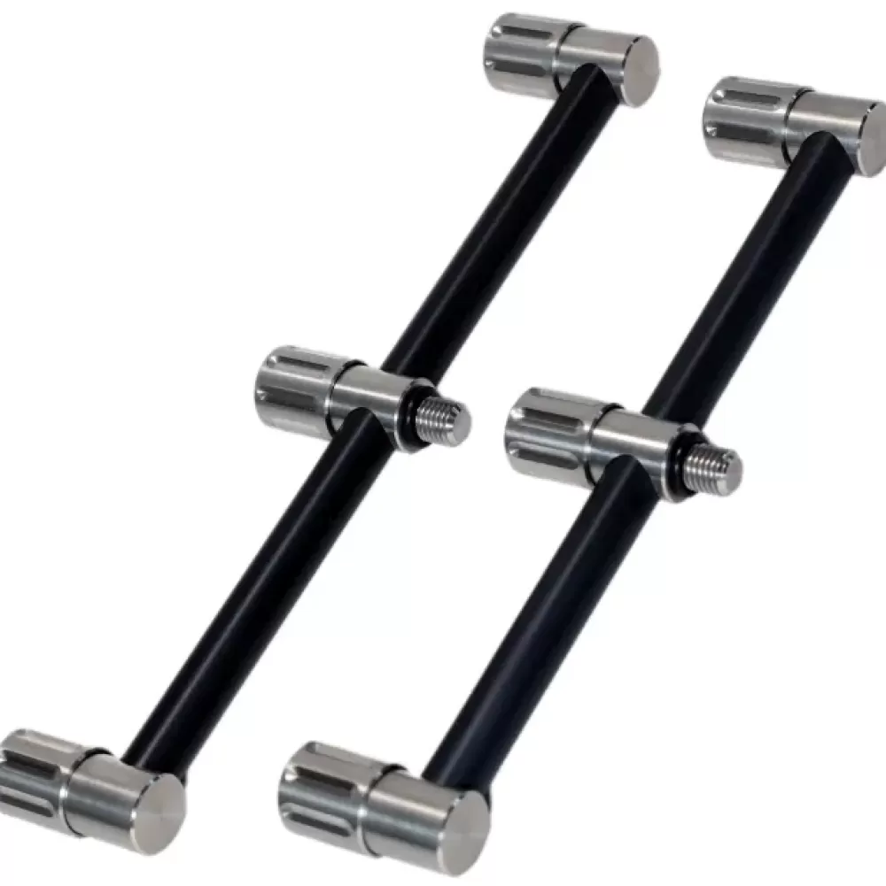 Summit Tackle Summit Black Aluminium & Stainless 3 Rod Mini Fixed Buzz Bar (Pair)- Rod Support