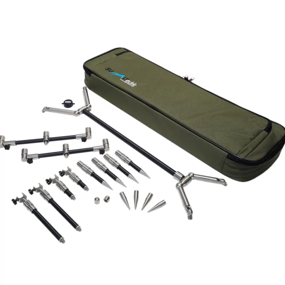 Summit Tackle Summit Black Aluminium & Stainless Low Pro 3 Rod Adjustable Pod Kit- Rod Pods