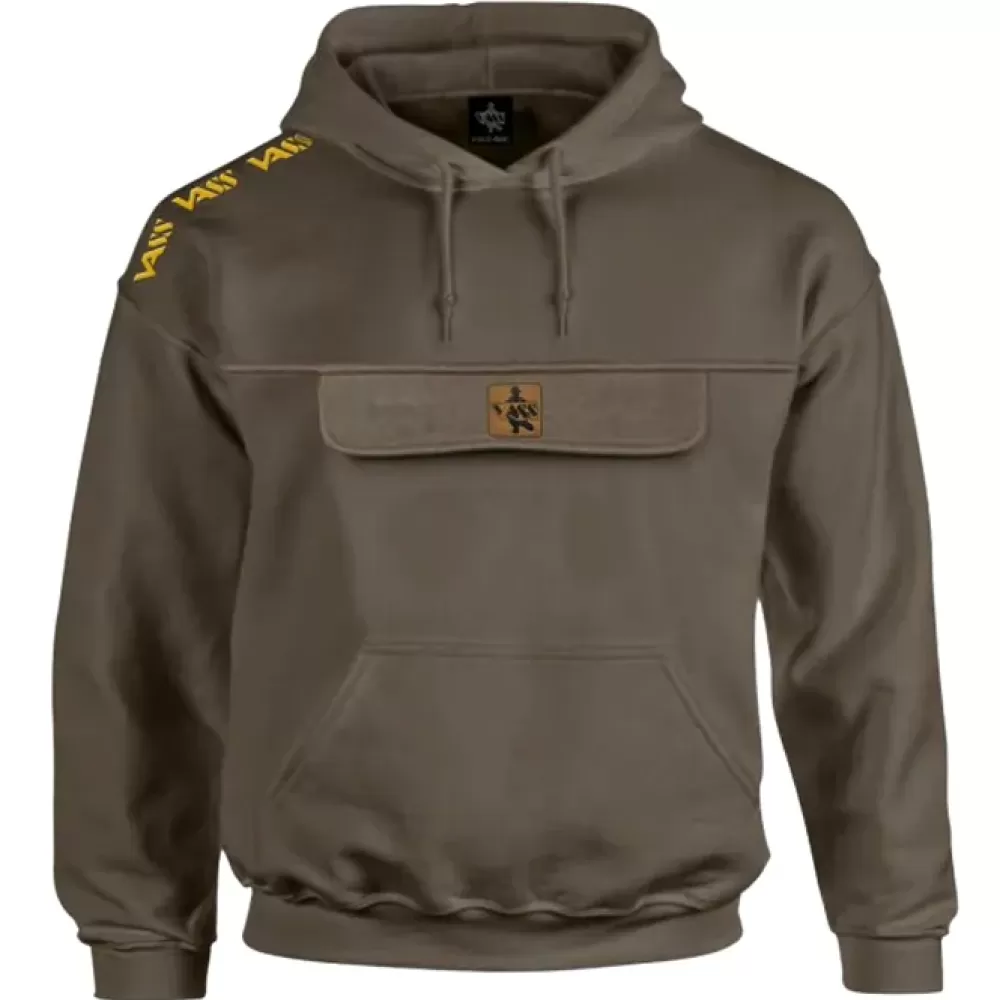 Vass Culture Zipped Chest Pocket Khaki Green Fishing Hoodie- New Arrivals | Clothing
