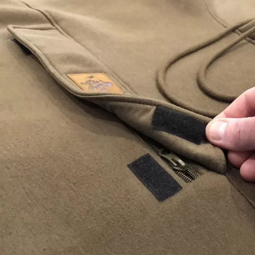 Vass Culture Zipped Chest Pocket Khaki Green Fishing Hoodie- New Arrivals | Clothing