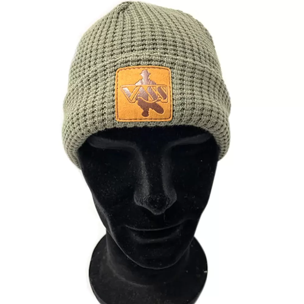 Vass Organic Cotton Honeycombe Beanie Khaki- Clothing